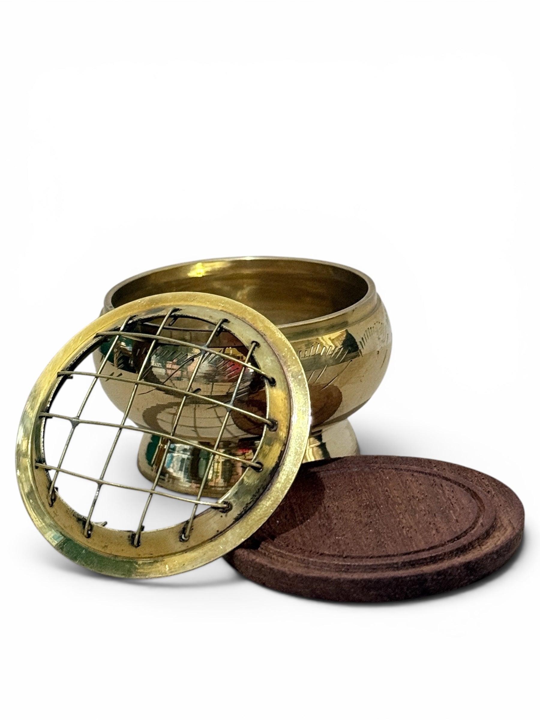 Brass Carved Charcoal Burner | Mini