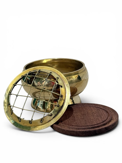 Brass Carved Charcoal Burner | Mini
